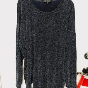 DIANE GILMAN LINED NAVY W/SPARKLING SILVER ASYMETRICAL TOP